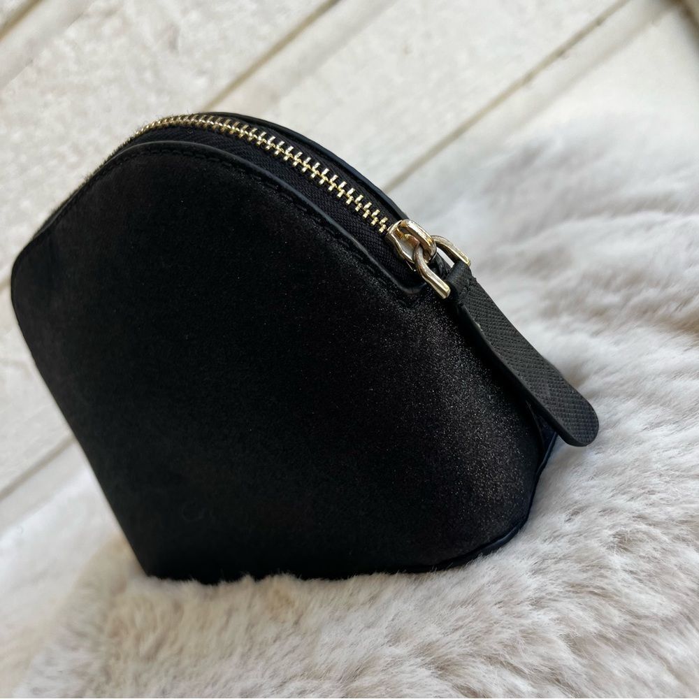 KATE SPADE Black Glitter Schuyler Small Dome Pouch Morgan Cosmetic Bag - Picture 3 of 8